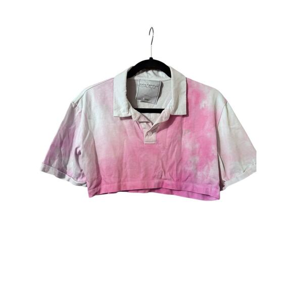 Philosophy Di Lorenzo Serafini Pink White Tie Dye Cropped Polo Top - Picture 2 of 9